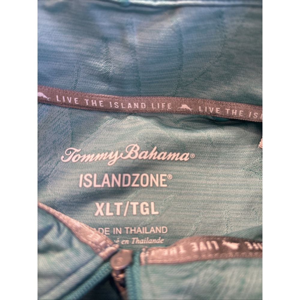 Tommy Bahama Sea Glass Green Island Zone Palm Coast Quarter Zip LightwtMen's XLT - Picture 5 of 9